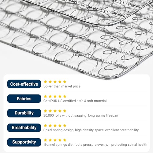 Avenco 6 Inch Twin Mattress, Twin Bed Mattress In A Box, Medium Soft, Breathable Fabric Cover & Adaptive Support, Certipur-Us Ce